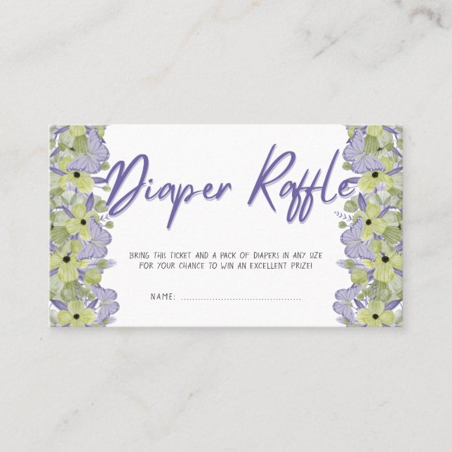 Butterfly Flower Baby Shower Diaper Raffle Ticket (Front)