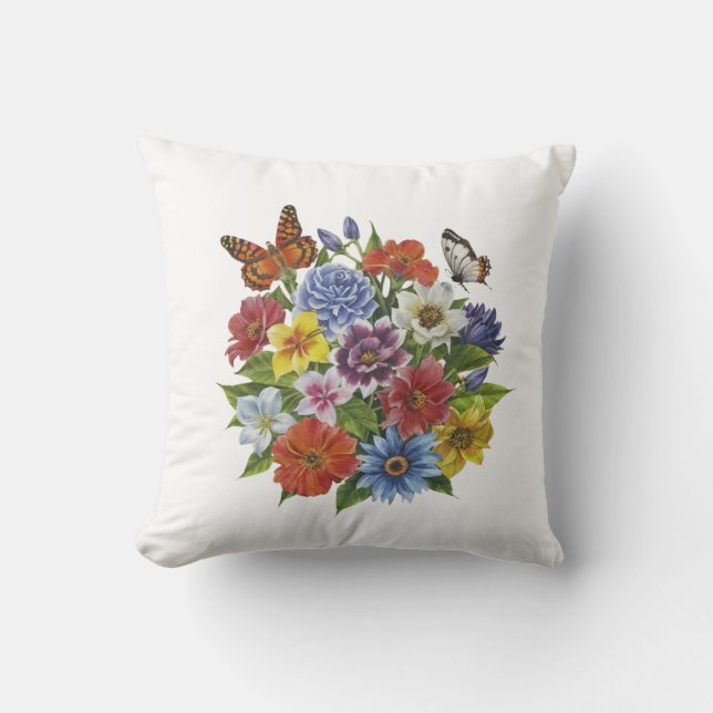 Butterfly flower bouquet cushion (Front)