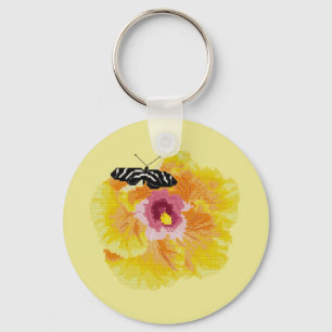 Butterfly Flower Cross Stitch Key Ring