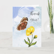 Butterfly & Flower Folded Greeting Card