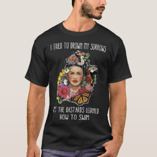 butterfly flower Frida Kahlo painter art for fans  T-Shirt