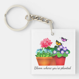Butterfly Flower Garden Acrylic Keychain