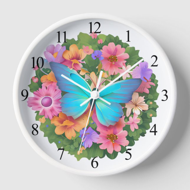Butterfly Flower Garden Clock (Front)