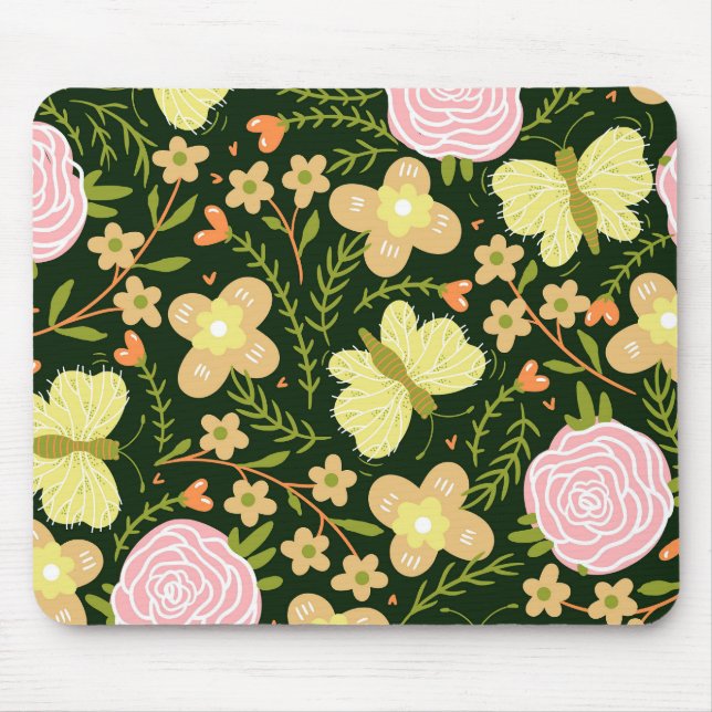 Butterfly Flower Mouse Mat (Front)