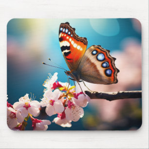 Butterfly Flower Nature Serene Tranquil Mouse Mat