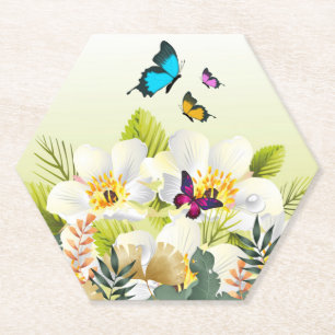 Butterfly Flower Paper Coaster
