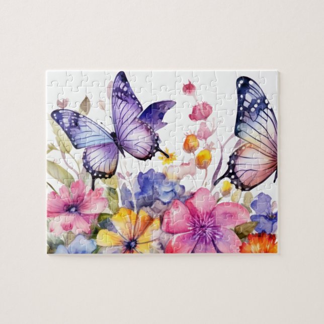 Butterfly flower pattern jigsaw puzzle (Horizontal)