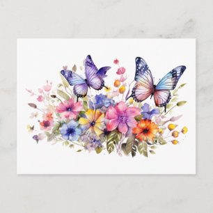 Butterfly flower pattern postcard
