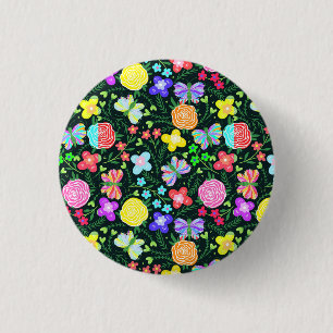 Butterfly Flower Rainbow 3 Cm Round Badge