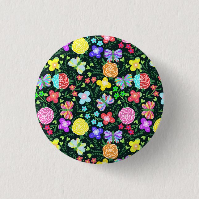 Butterfly Flower Rainbow 3 Cm Round Badge (Front)