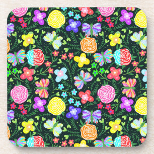 Butterfly Flower Rainbow Coaster