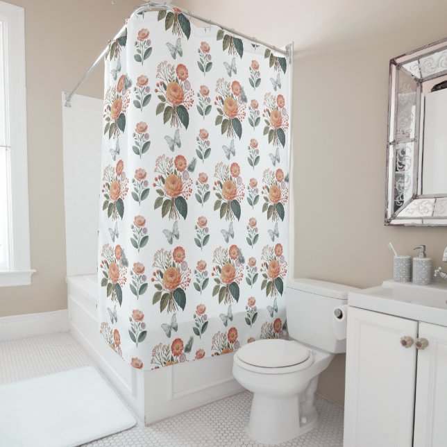 Butterfly Flower spells Shower Curtain (In Situ)