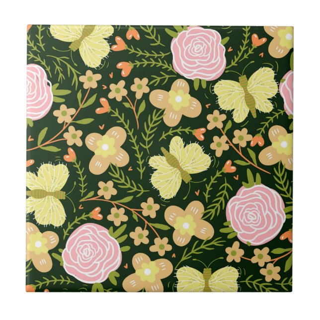 Butterfly Flower Tile (Front)