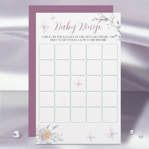 Butterfly Flower Watercolor Baby Shower Bingo game