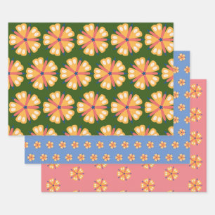 Butterfly Flower Wrapping Paper Sheet