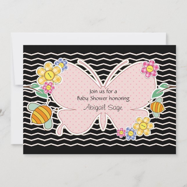 Butterfly, Flowers and Bees Baby Shower Invitation (Front)