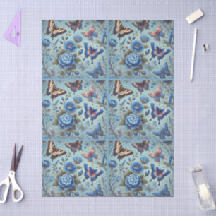 Butterfly Flowers Butterflies Blue Decoupage Tissue Paper
