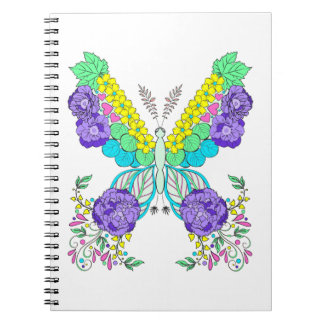 Butterfly, flowers, colourful, whimsical notebook