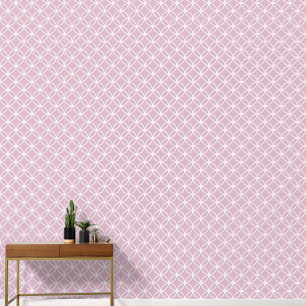 Butterfly flowers diamonds circles on light pink wallpaper