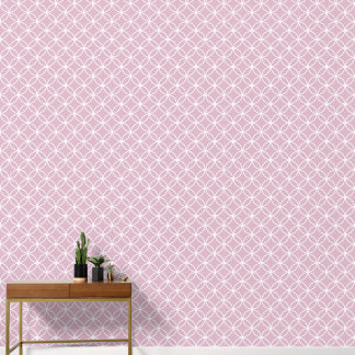 Butterfly flowers diamonds circles on light pink wallpaper