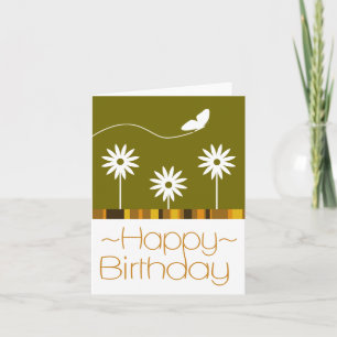 Butterfly Flowers Happy Birthday Card