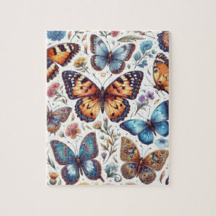 butterfly flowers pattern nature art jigsaw puzzle