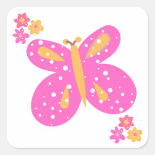 Butterfly Flowers Pinks Yellow_Fun Stickers
