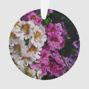 Butterfly Flowers White Pink and Purple Ornament