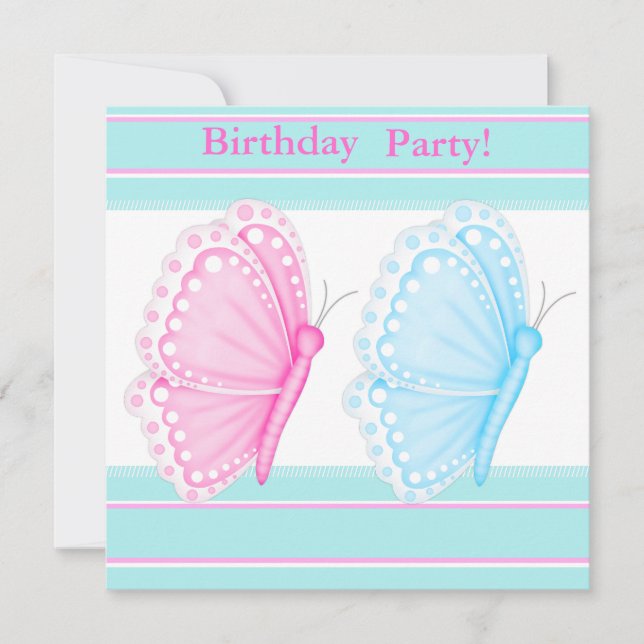BUTTERFLY FLUTTER BIRTHDAY PARTY INVITATION (Front)