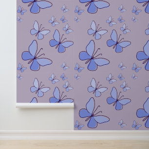 Butterfly Flutter in Blue, Lavender Wallpaper