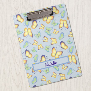 Butterfly Flutters Blue Personalised Clipboard
