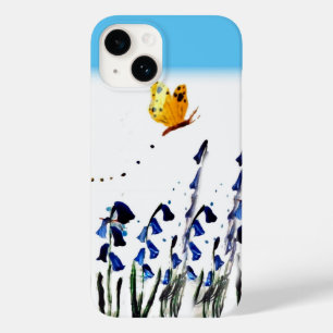 Butterfly flying above Bluebells Floral Case-Mate iPhone 14 Case
