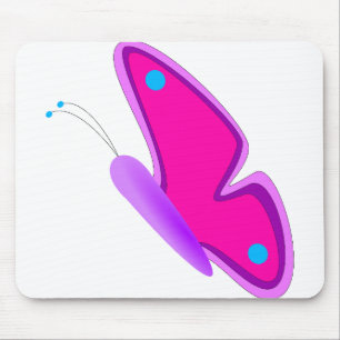 Butterfly Flying Purple Pink Cute Cartoon Mouse Mat