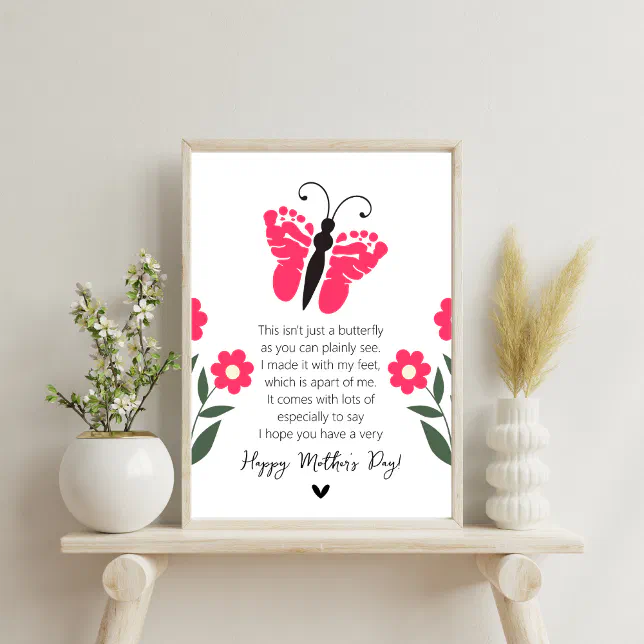 Butterfly Footprint Art: A Mother's Day Keepsake Poster Zazzle