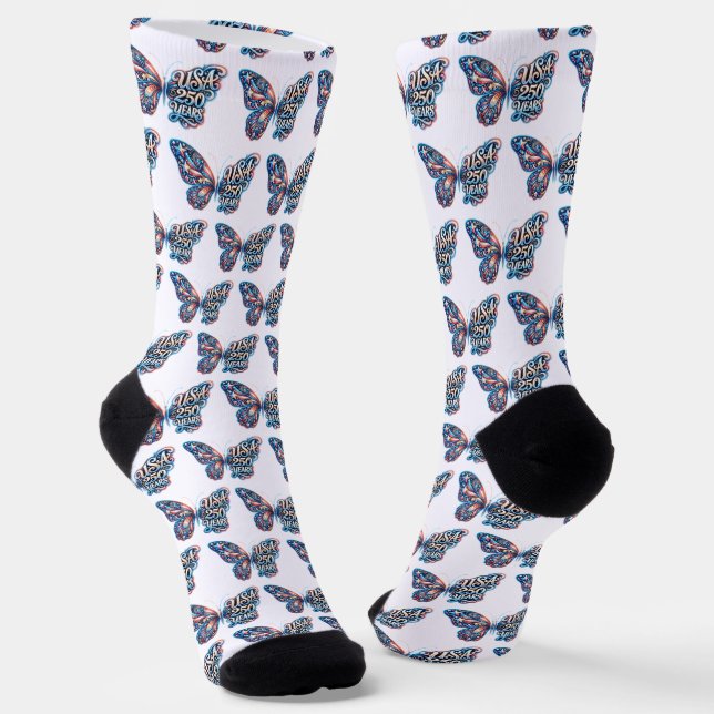Butterfly for the USA 250th anniversary Socks (Angled)