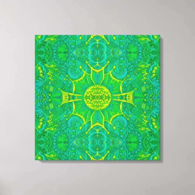 Butterfly Forest Bohemian Arabesque Mandala Gree Canvas Print (Front)