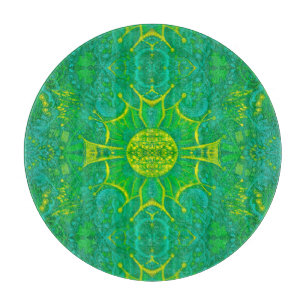 Butterfly Forest Bohemian Arabesque Pattern Green Cutting Board