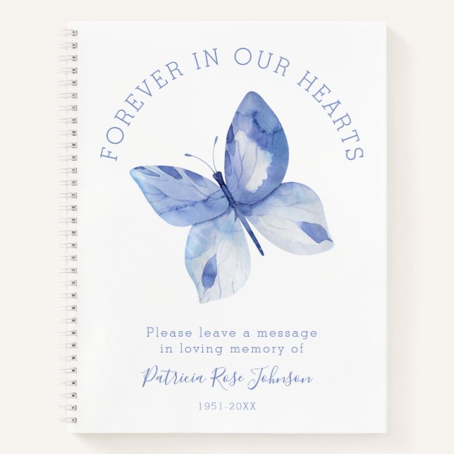 Butterfly Forever in Our Hearts Funeral Guest Book (Front)