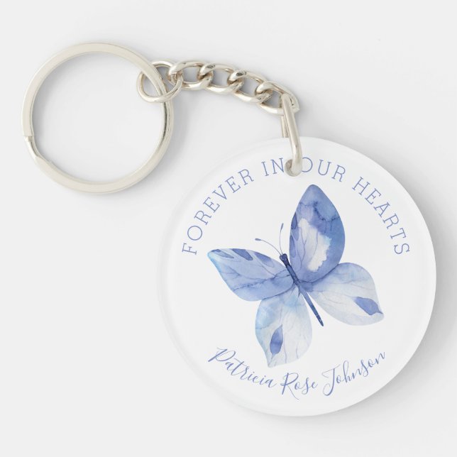 Butterfly Forever In Our Hearts Photo Tribute Key Ring (Front)