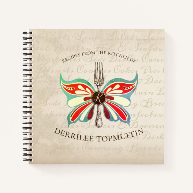 Butterfly fork personal cookbook recipe notebook (Front)