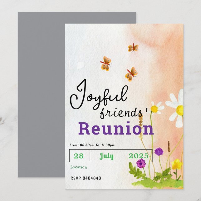 Butterfly Friends' Reunion Invitations  (Front/Back)