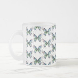 Butterfly Frosted Glass Coffee Mug