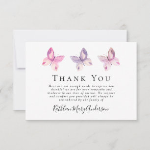 Butterfly Funeral Sympathy Thank You Card