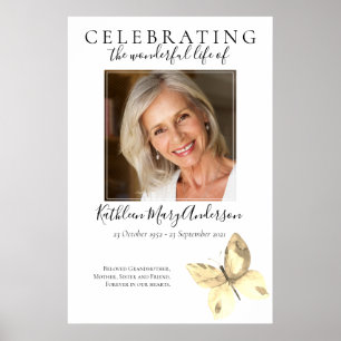 Butterfly Funeral Welcome Sign Poster