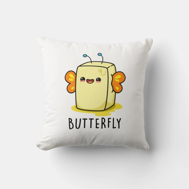 Butterfly Funny Butter With Wings Pun  Cushion (Front)