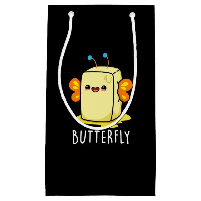 Butterfly Funny Butter With Wings Pun Dark BG Small Gift Bag (Front)