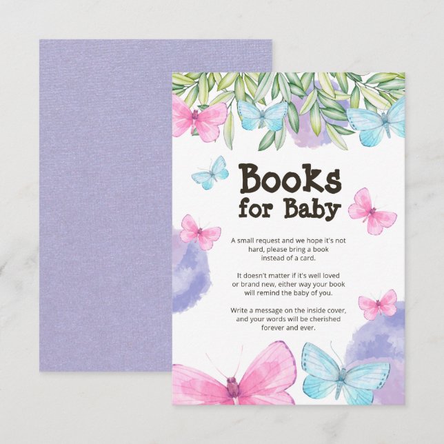 Butterfly Garden Baby Book Request Enclosure Card (Front/Back)