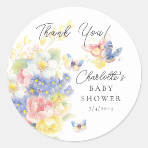 Butterfly Garden Baby Shower Classic Round Sticker