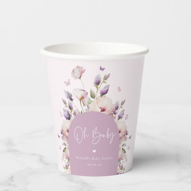 Butterfly Garden Baby Shower Paper Cups (Front)