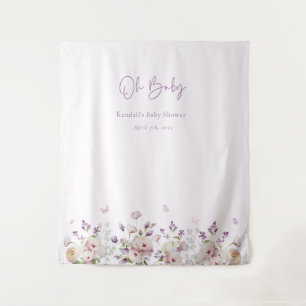 Butterfly Garden Baby Shower Photo Backdrop Tapestry